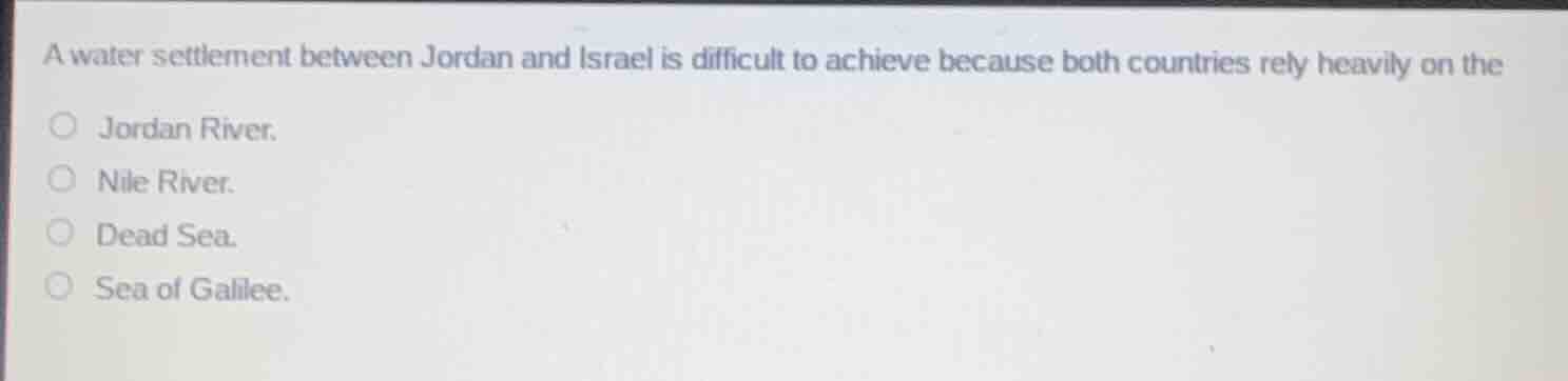 a water settlement between jordan and israel is difficult to achieve be…