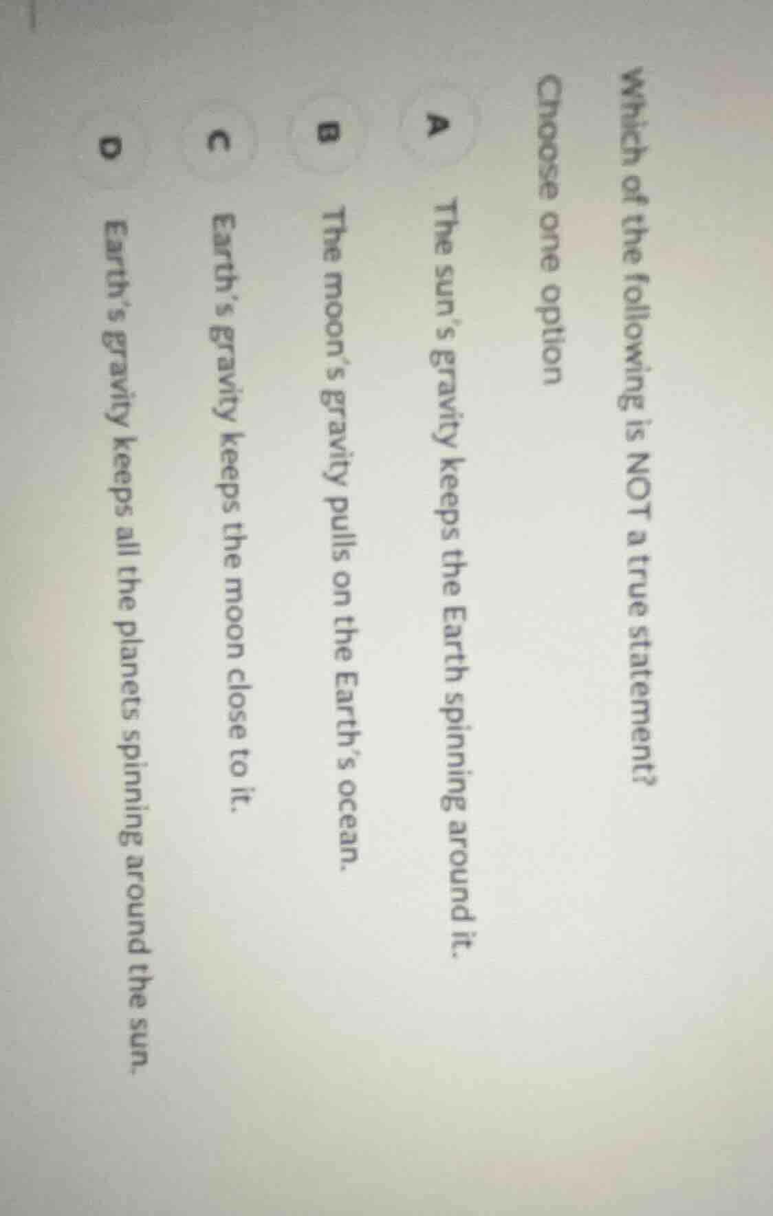 which of the following is not a true statement? choose one option a the…