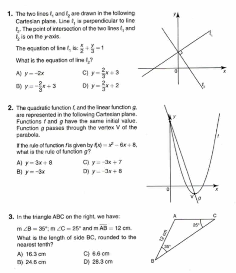 1. the two lines ( l_1 ) and ( l_2 ) are drawn in the following cartesi…