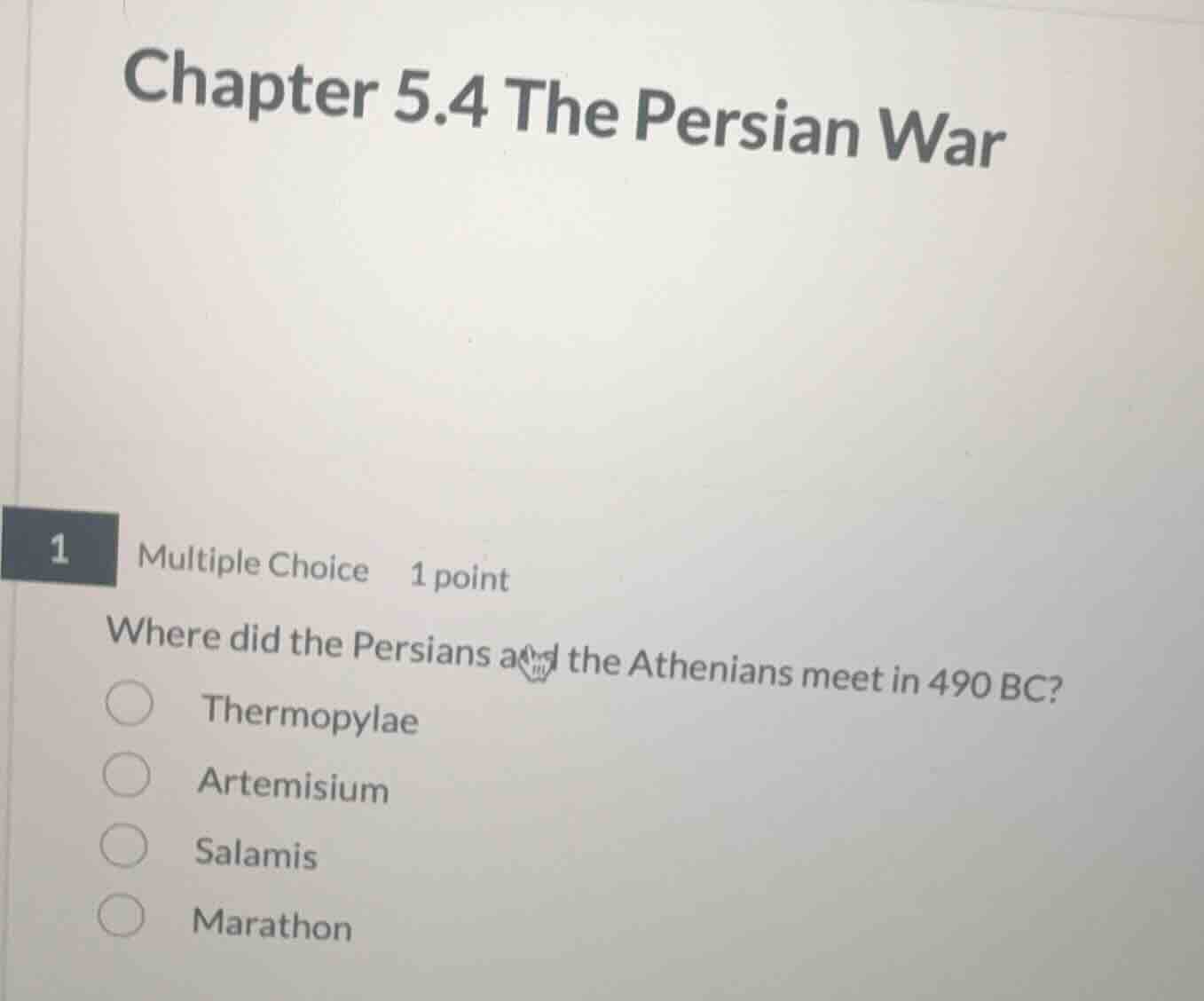 chapter 5.4 the persian war 1 multiple choice 1 point where did the per…