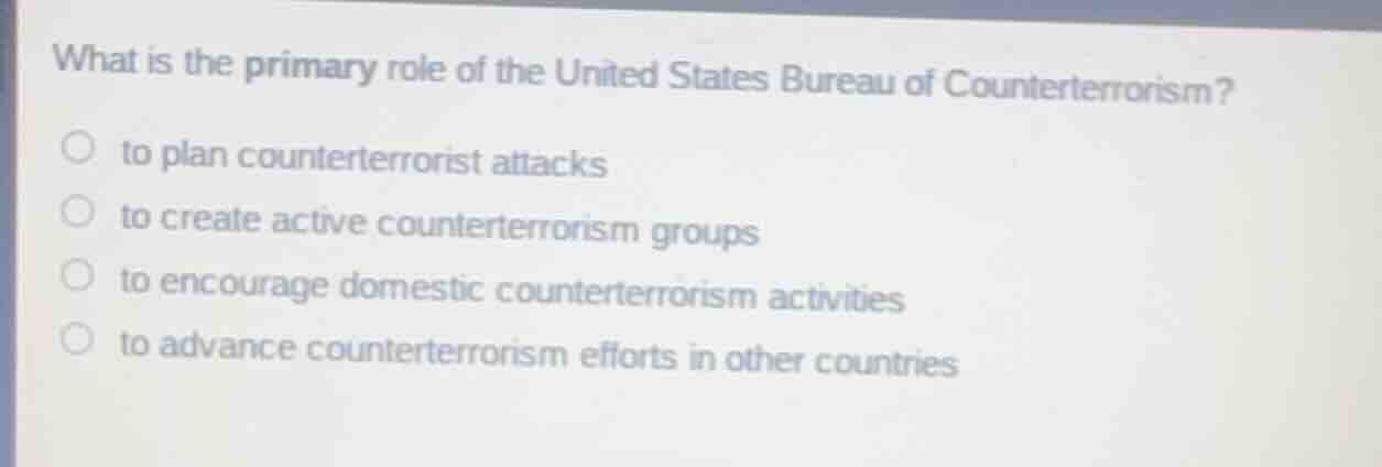 what is the primary role of the united states bureau of counterterroris…