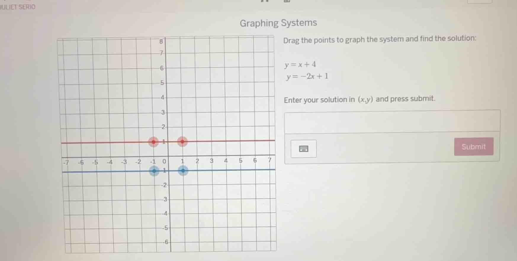 graphing systems drag the points to graph the system and find the solut…