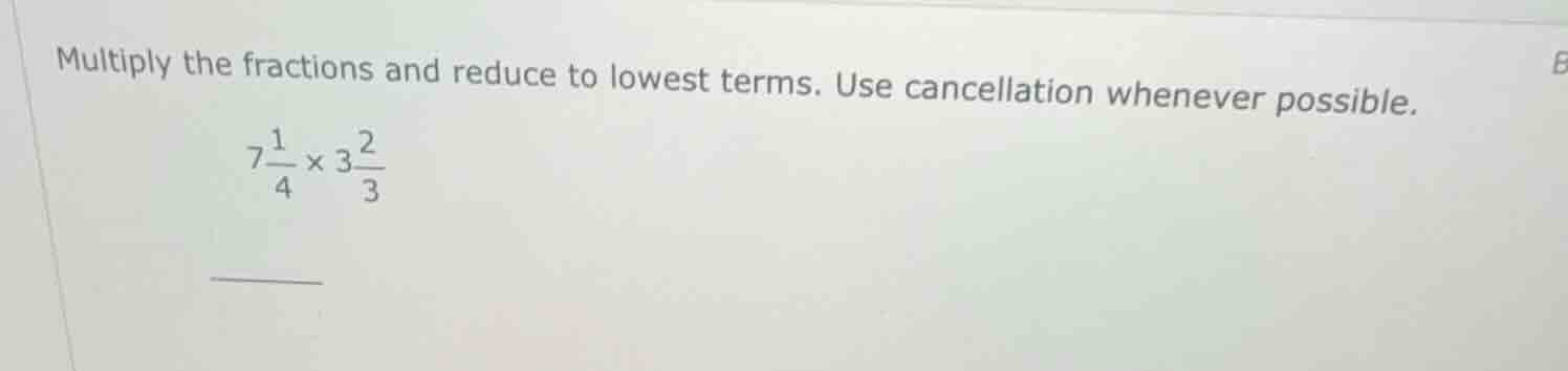 multiply the fractions and reduce to lowest terms. use cancellation whe…