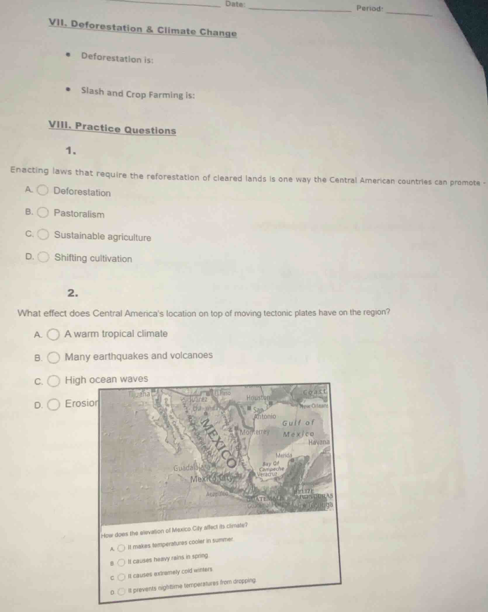 vii. deforestation & climate change - deforestation is: - slash and cro…