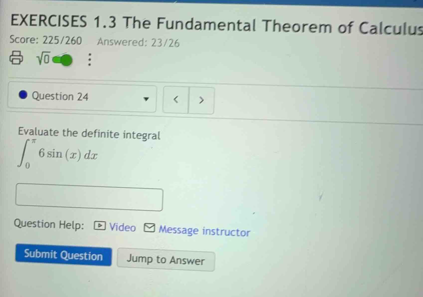 exercises 1.3 the fundamental theorem of calculus score: 225/260 answer…
