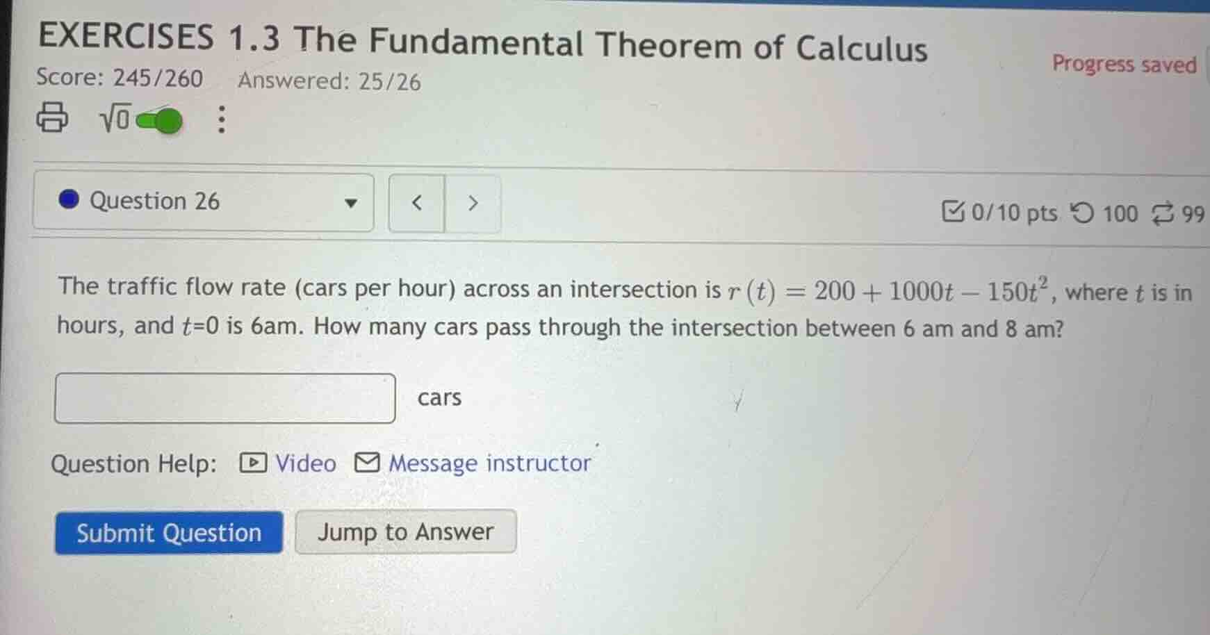 exercises 1.3 the fundamental theorem of calculus score: 245/260 answer…