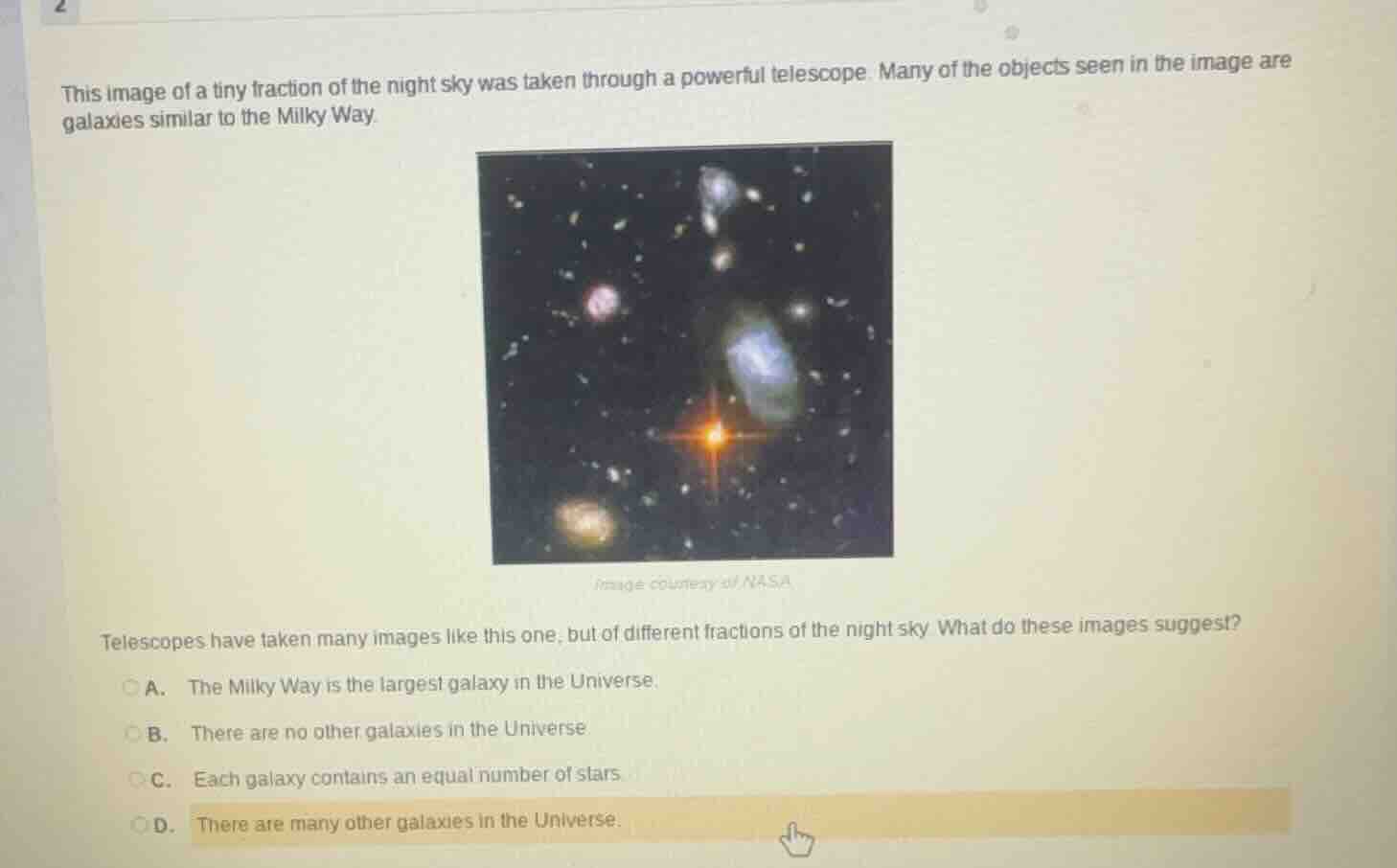 this image of a tiny fraction of the night sky was taken through a powe…