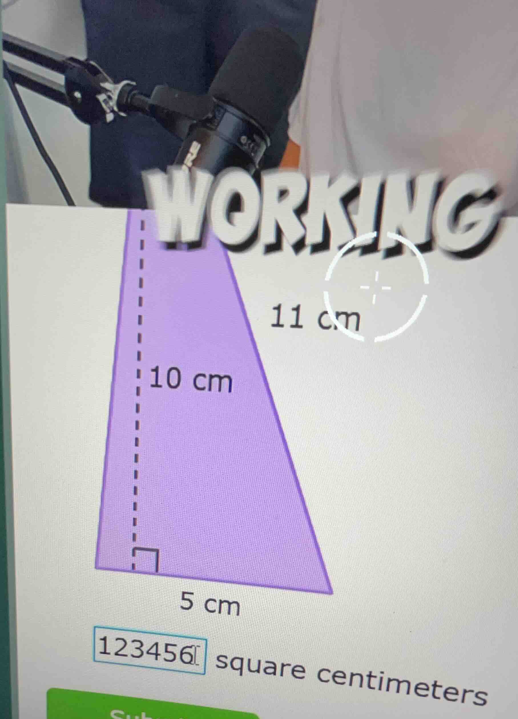 11 cm, 10 cm, 5 cm, square centimeters