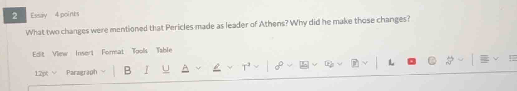 2 essay 4 points what two changes were mentioned that pericles made as …
