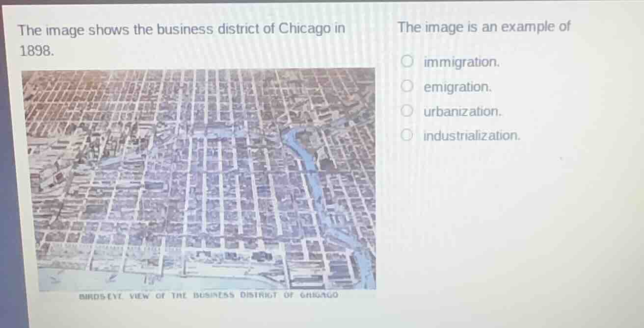 the image shows the business district of chicago in 1898. the image is …