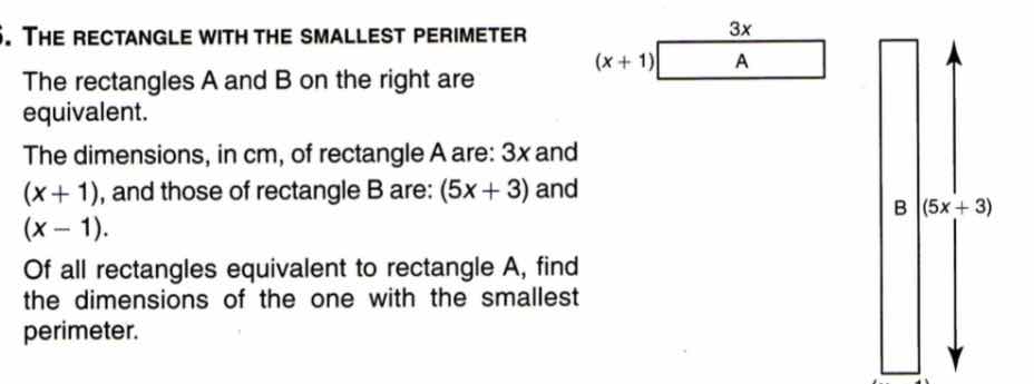 6. the rectangle with the smallest perimeter the rectangles a and b on …