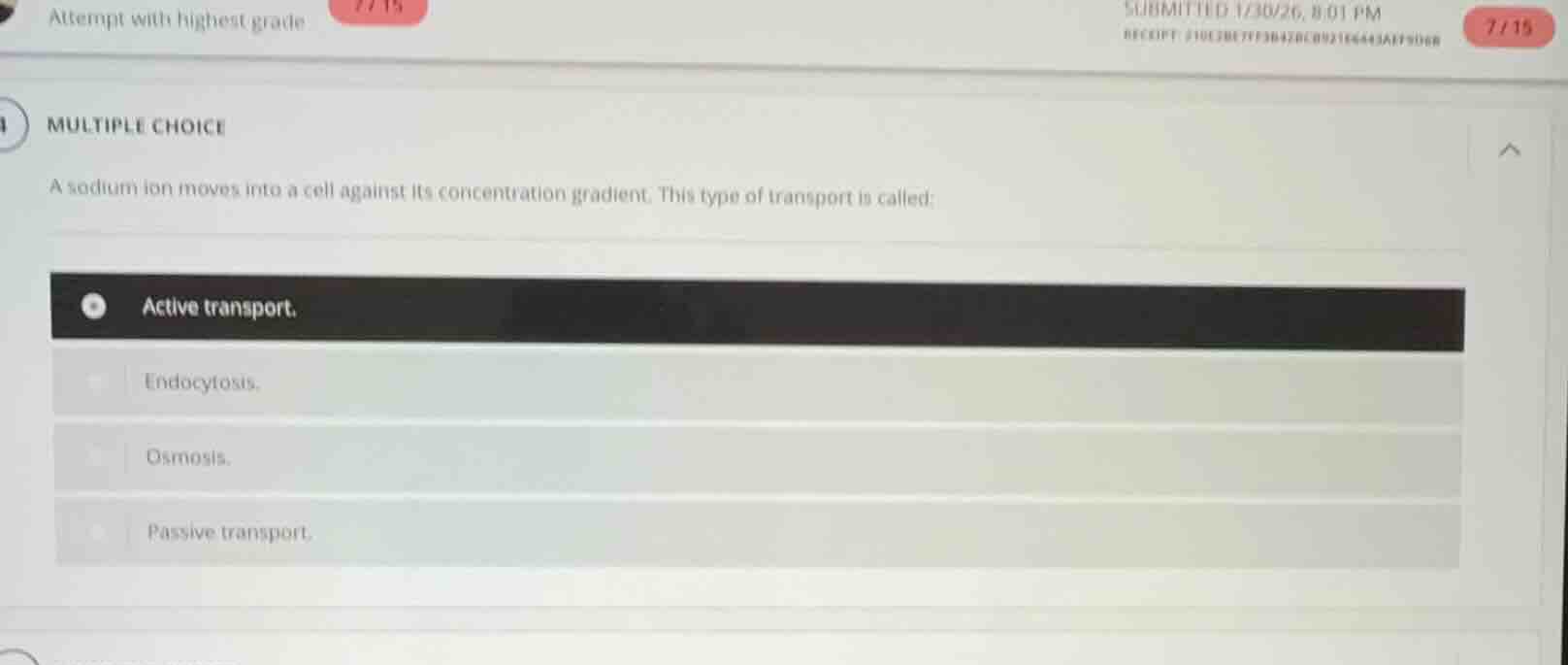 a sodium ion moves into a cell against its concentration gradient. this…