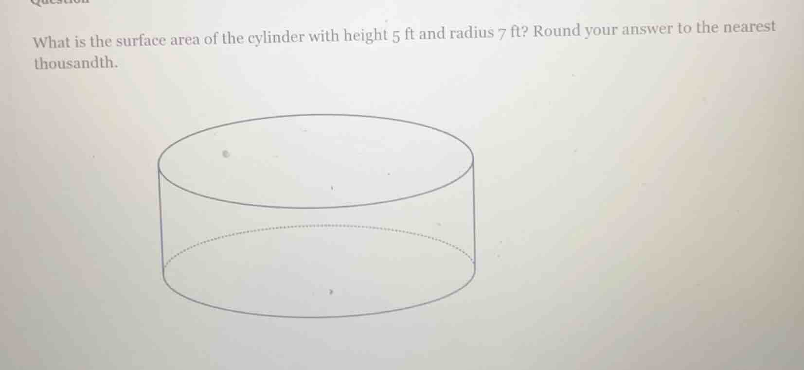 what is the surface area of the cylinder with height 5 ft and radius 7 …