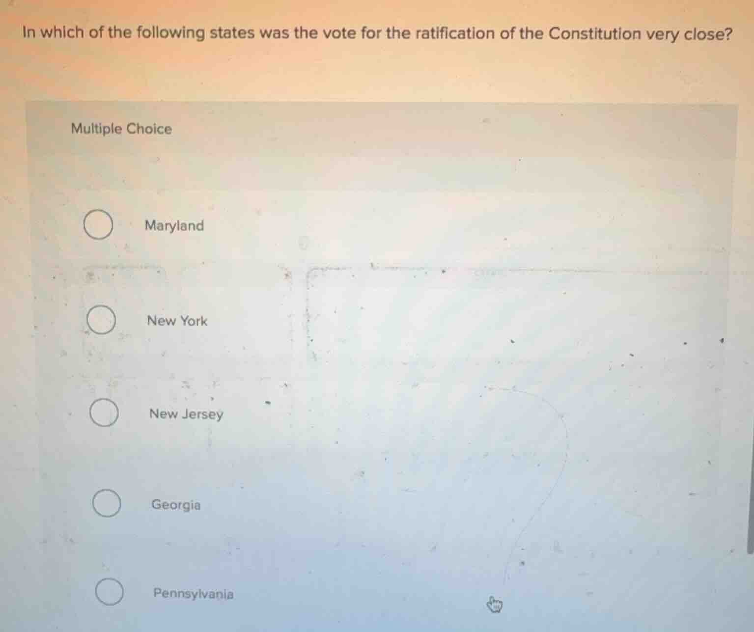 in which of the following states was the vote for the ratification of t…