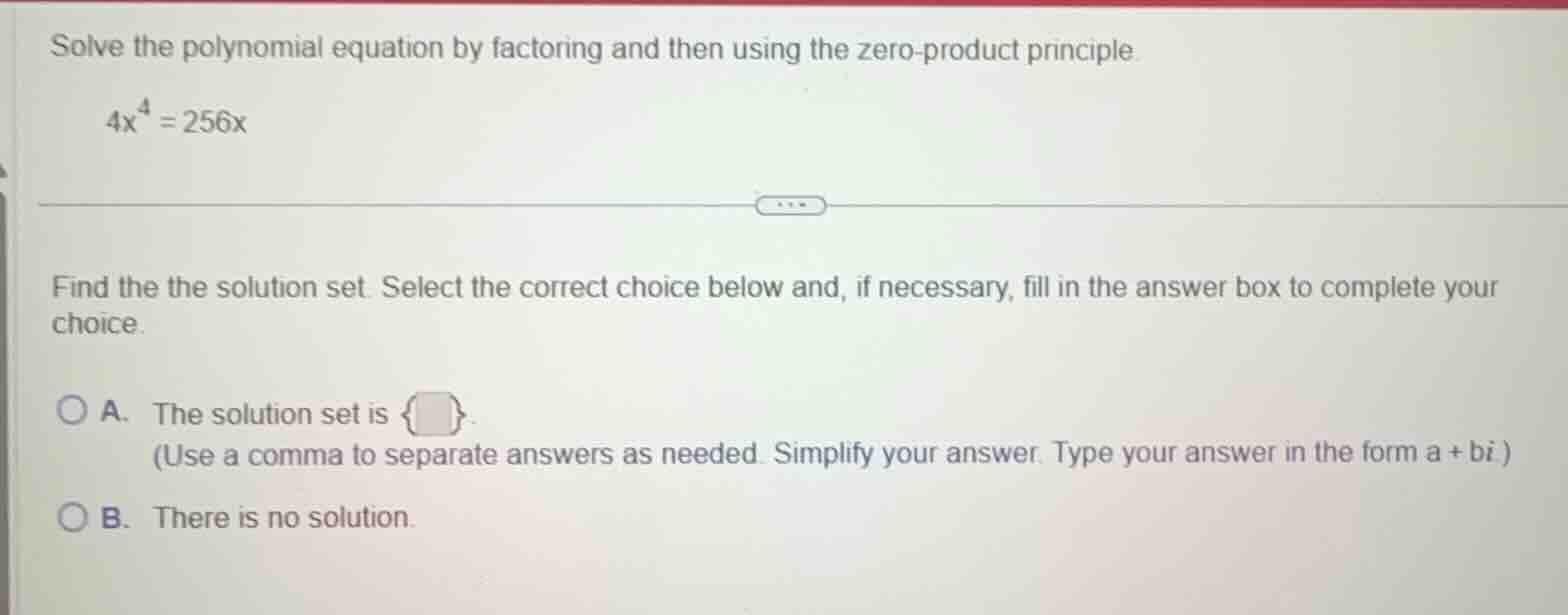 solve the polynomial equation by factoring and then using the zero - pr…