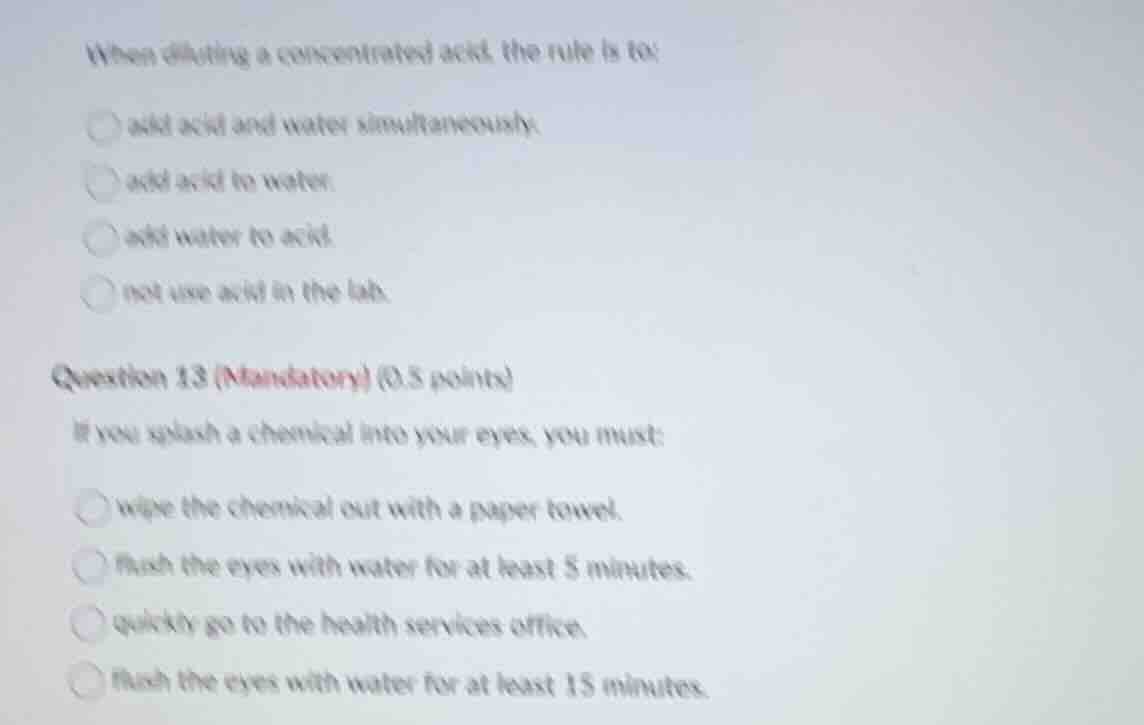 when diluting a concentrated acid, the rule is to: add acid and water s…