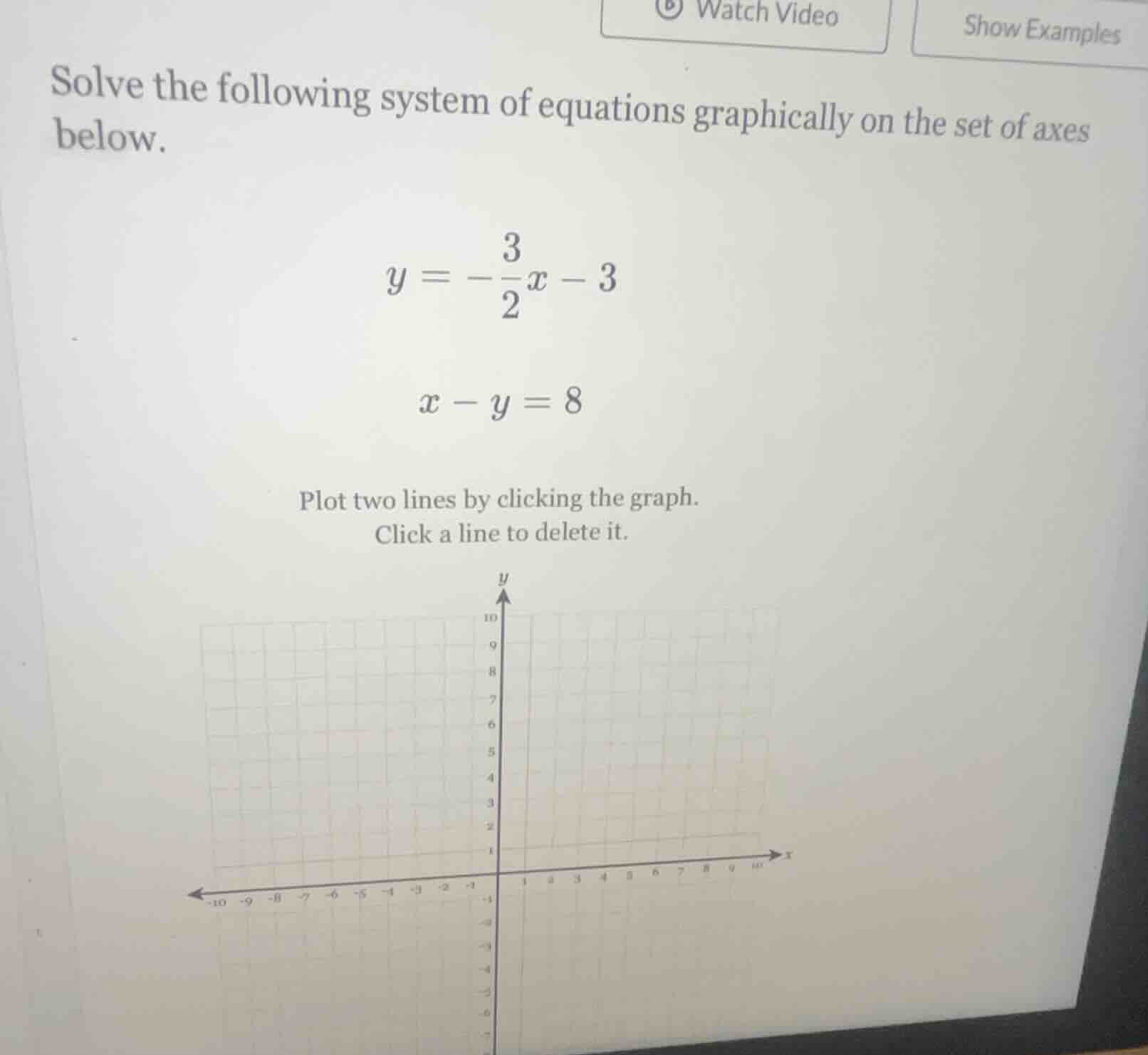 solve the following system of equations graphically on the set of axes …