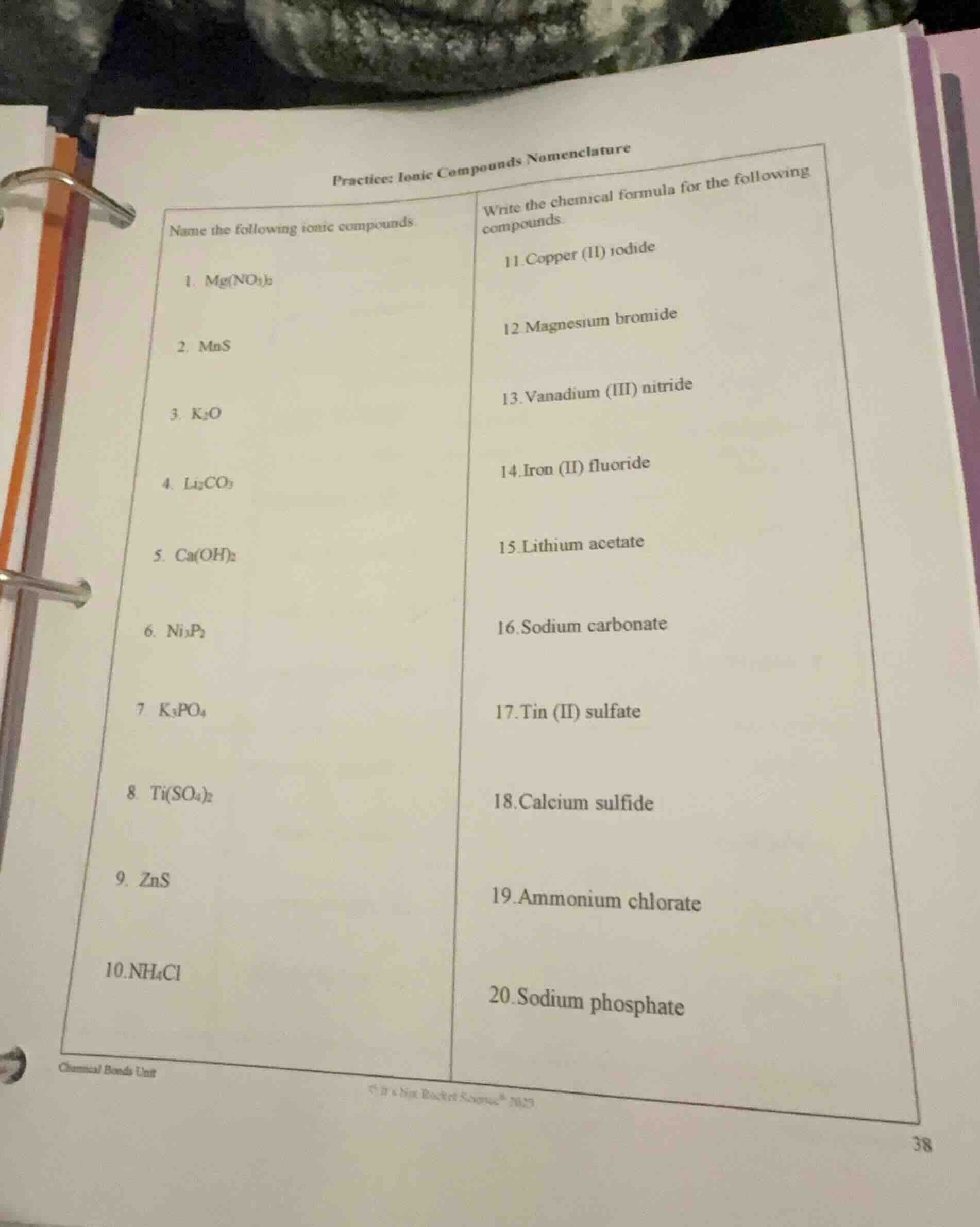 practice: ionic compounds nomenclature name the following ionic compoun…