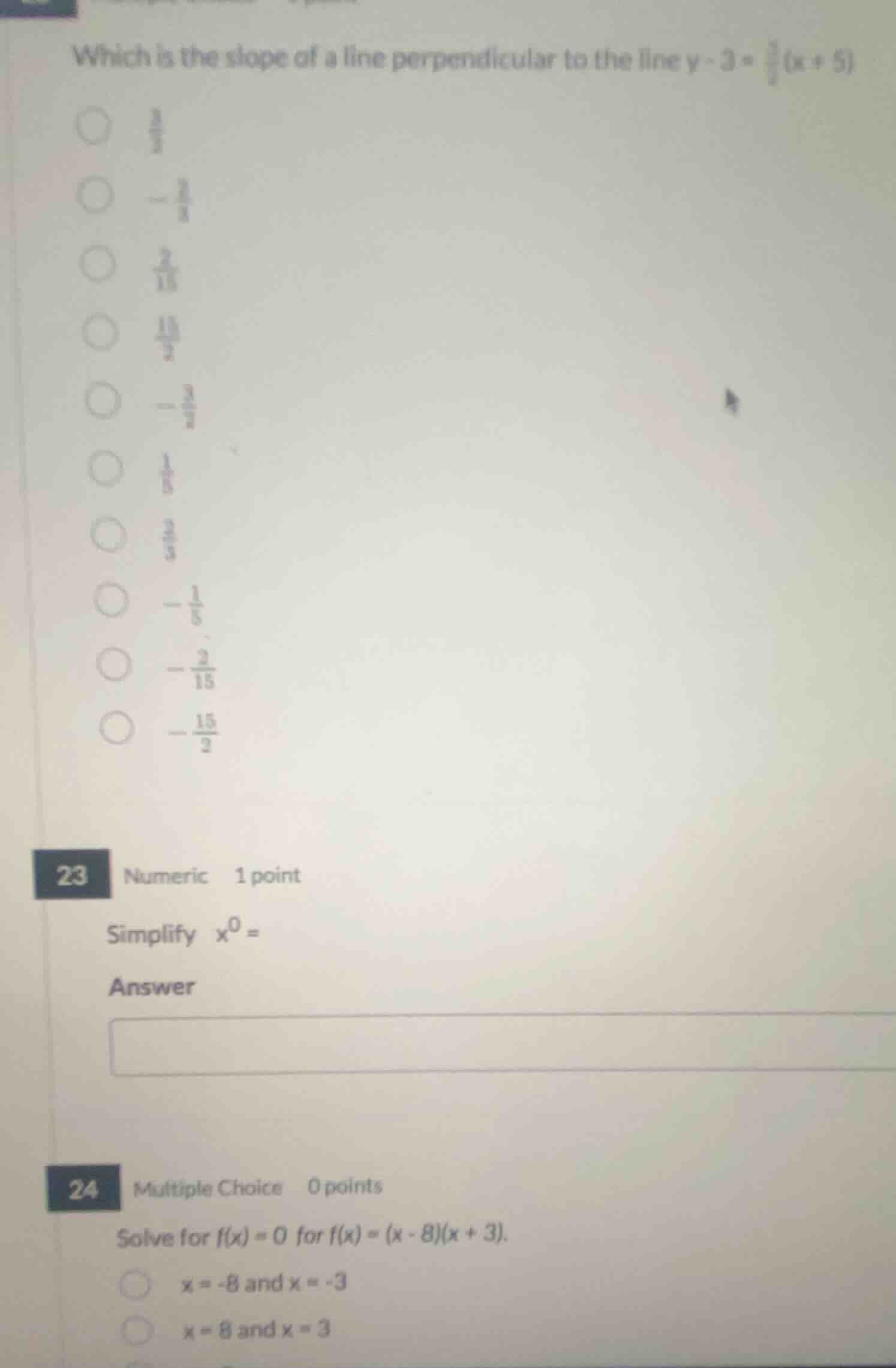which is the slope of a line perpendicular to the line $y - 3 = \\frac{…