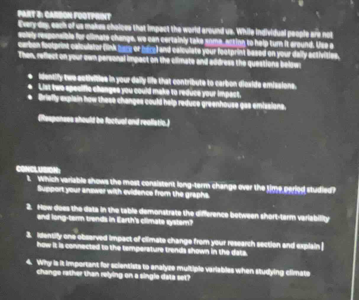 part 3: carbon footprint every day, each of us makes choices that impac…