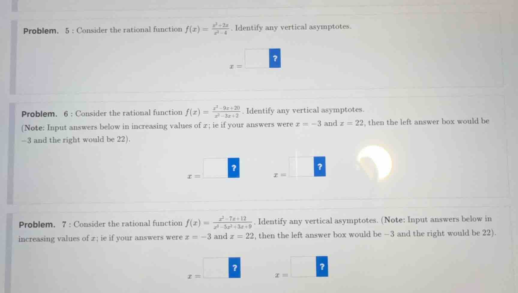 problem. 5 : consider the rational function $f(x)=\\frac{x^2 + 2x}{x^2 …
