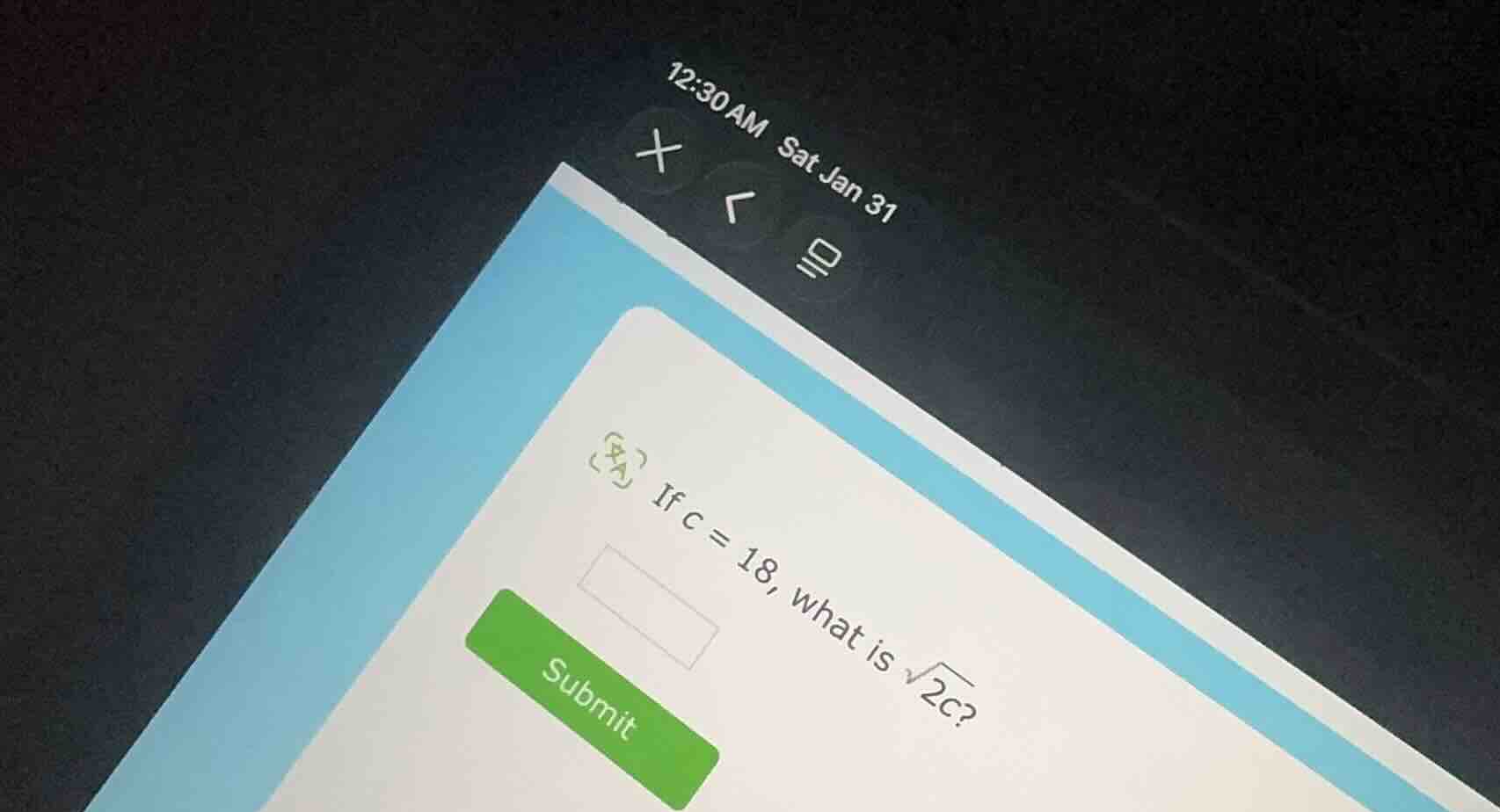 if $c = 18$, what is $sqrt{2c}$?
