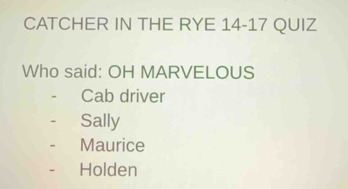 catcher in the rye 14-17 quiz who said: oh marvelous - cab driver - sal…