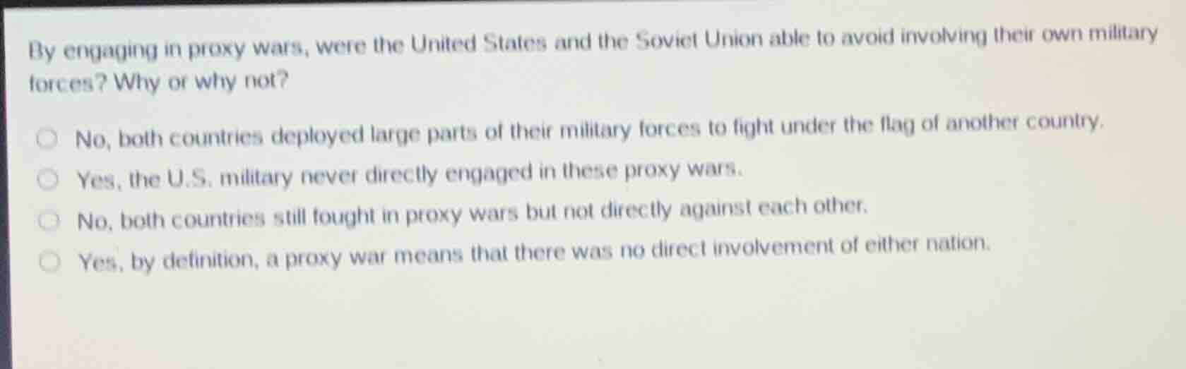 by engaging in proxy wars, were the united states and the soviet union …