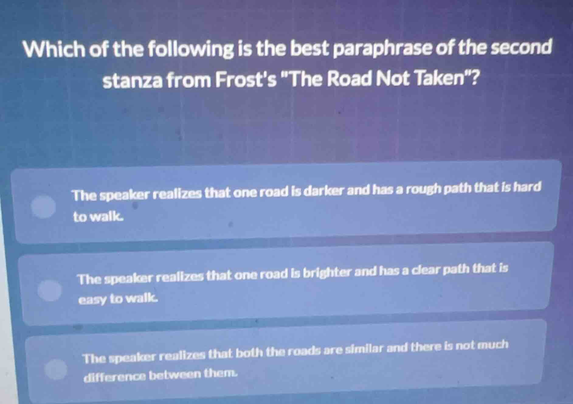 which of the following is the best paraphrase of the second stanza from…