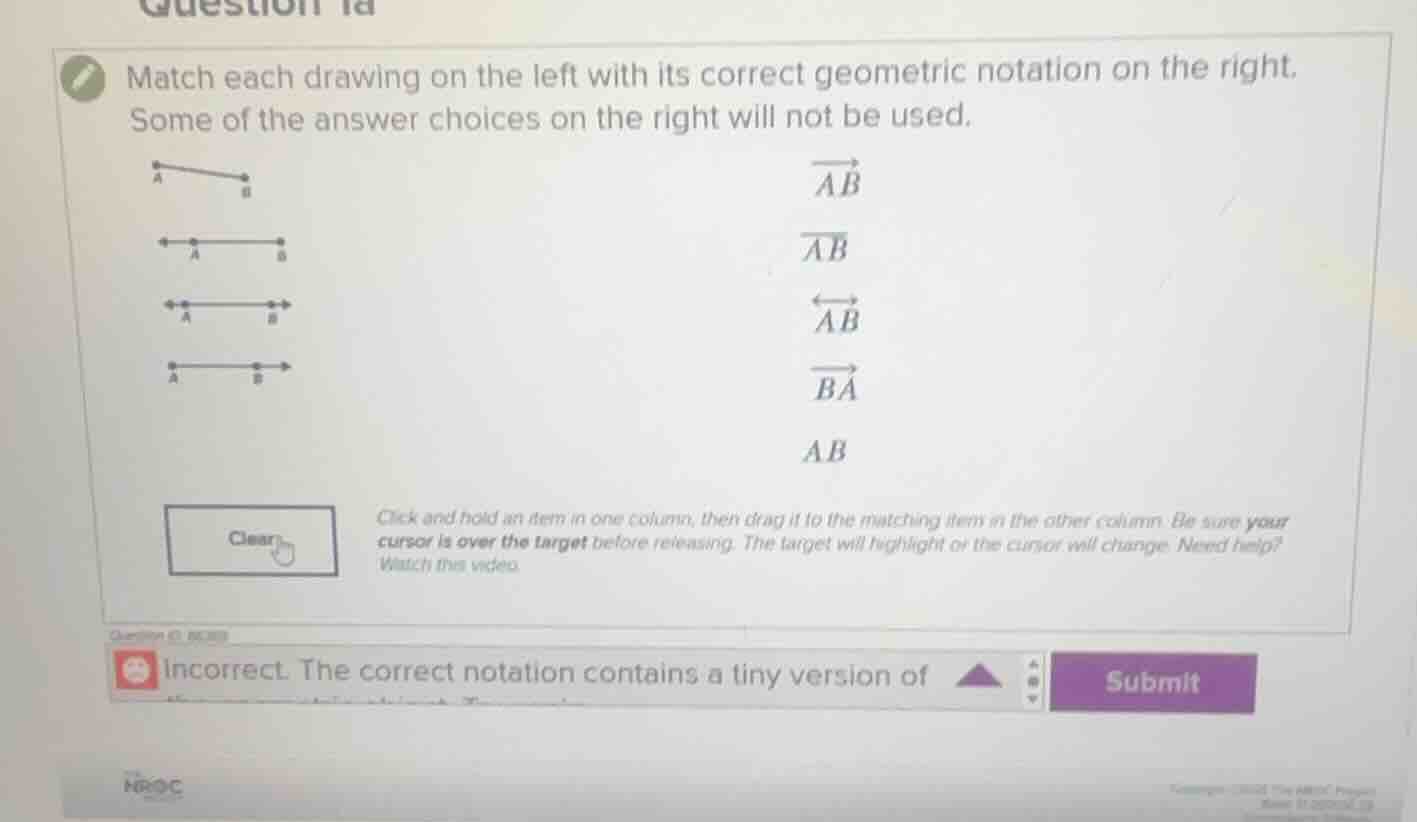 match each drawing on the left with its correct geometric notation on t…