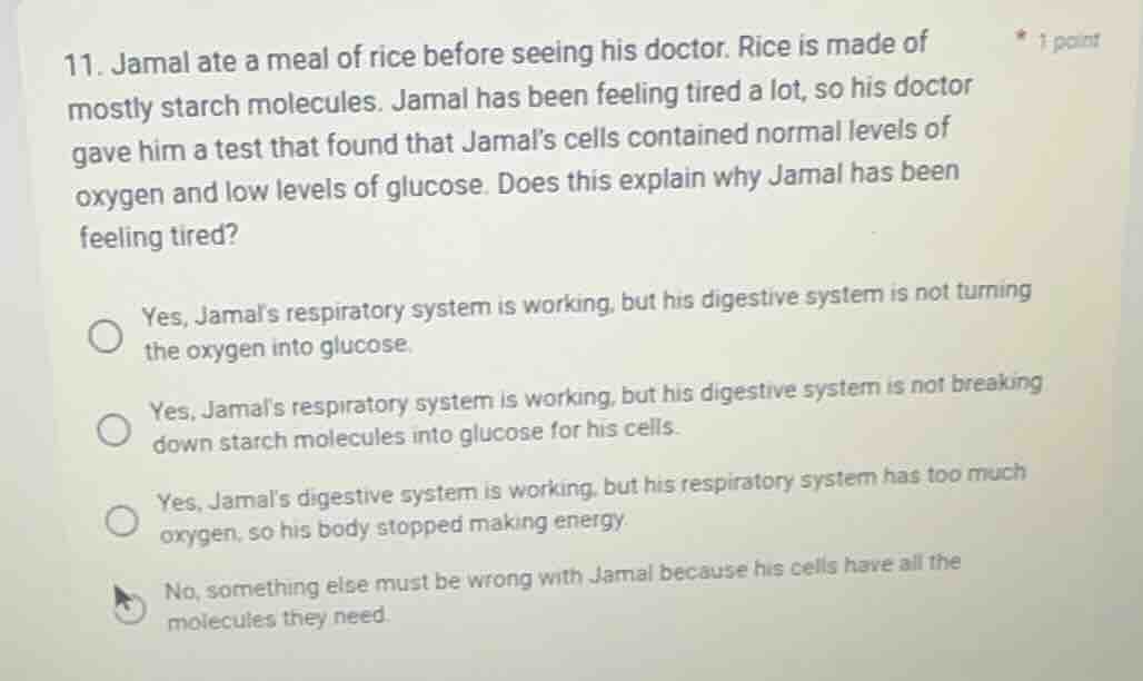 11. jamal ate a meal of rice before seeing his doctor. rice is made of …
