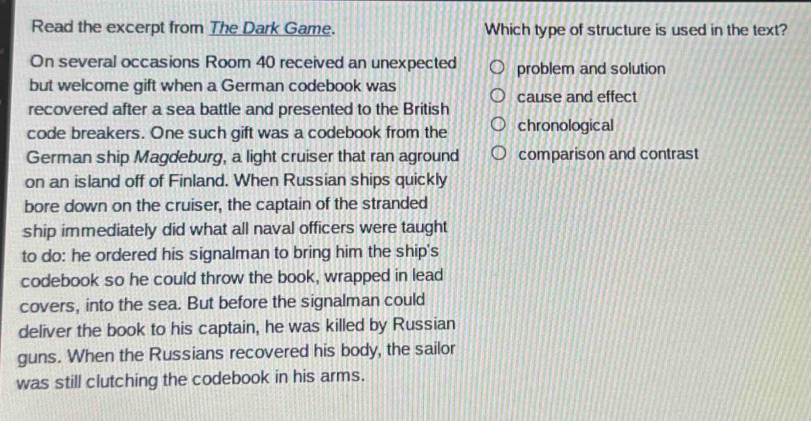 read the excerpt from the dark game. on several occasions room 40 recei…