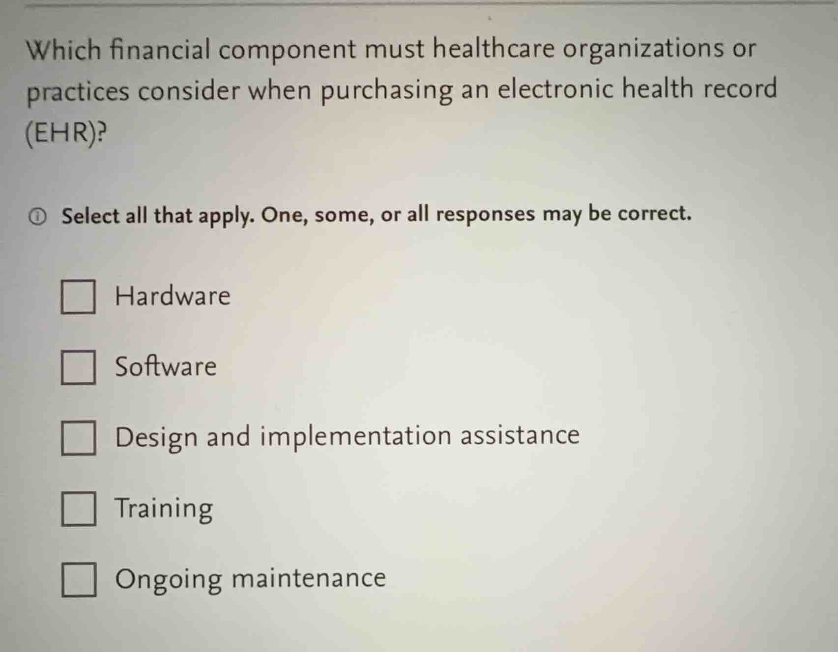 which financial component must healthcare organizations or practices co…