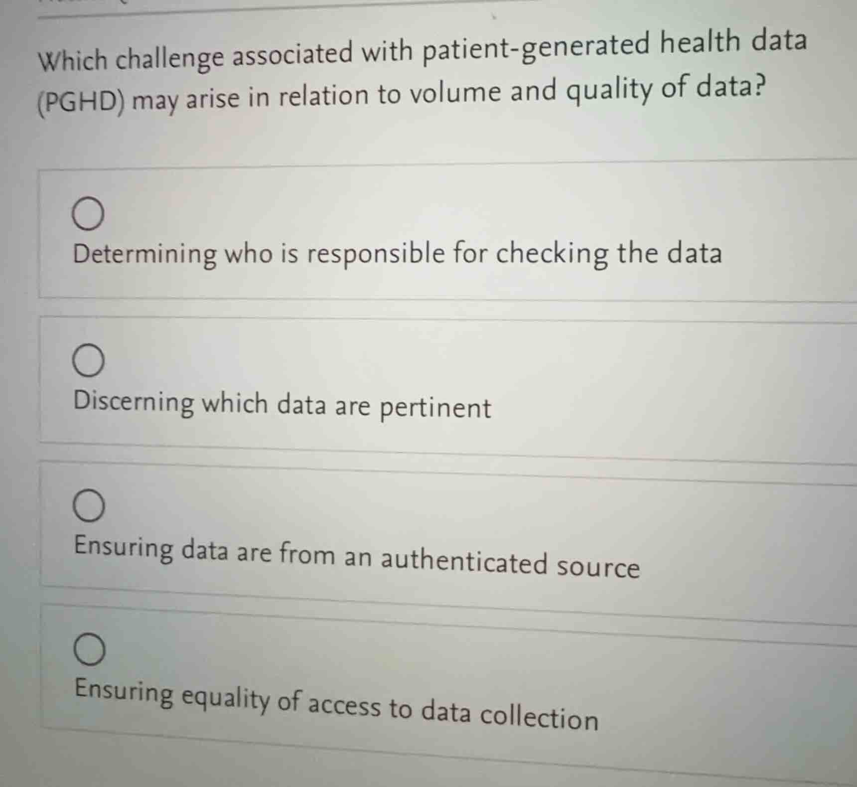 which challenge associated with patient - generated health data (pghd) …