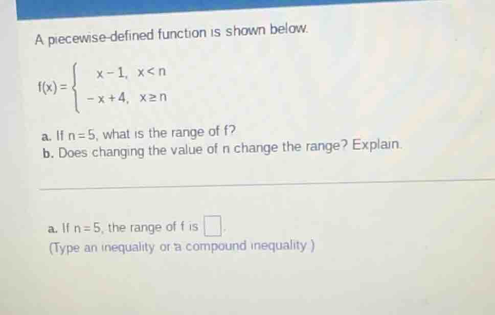 a piecewise - defined function is shown below. $f(x)=\begin{cases}x - 1…