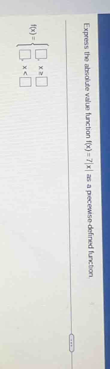 express the absolute value function f(x)=7|x| as a piecewise - defined …