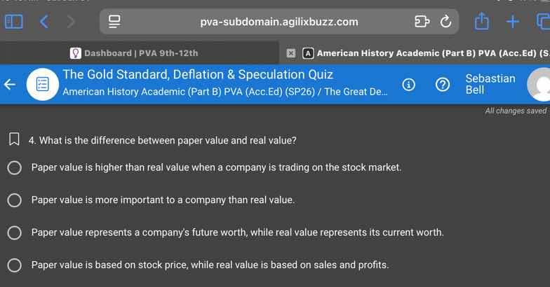 4. what is the difference between paper value and real value? paper val…