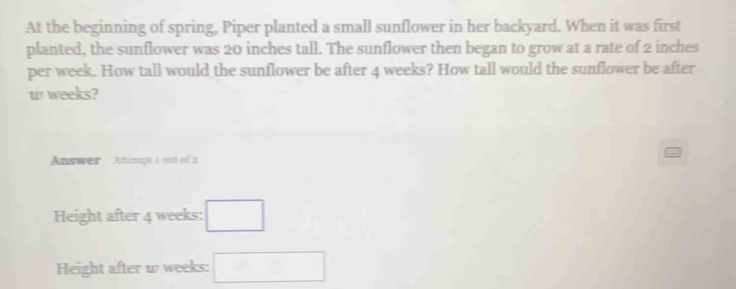 at the beginning of spring, piper planted a small sunflower in her back…