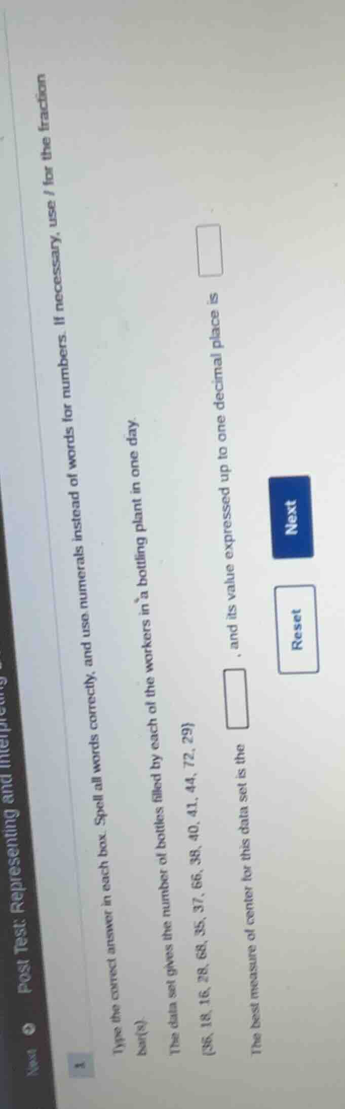 post test: representing and interpreting type the correct answer in eac…