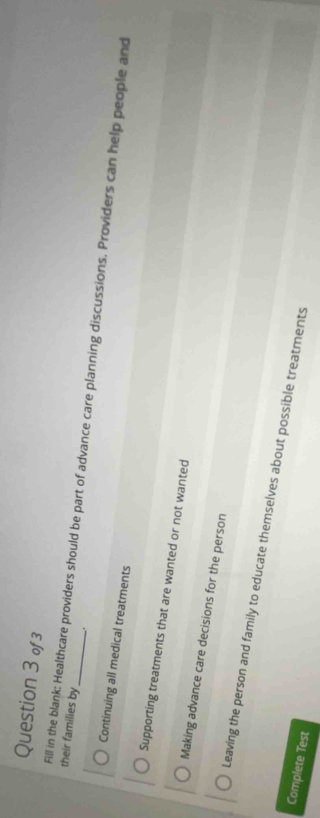 question 3 of 3 fill in the blank: healthcare providers should be part …