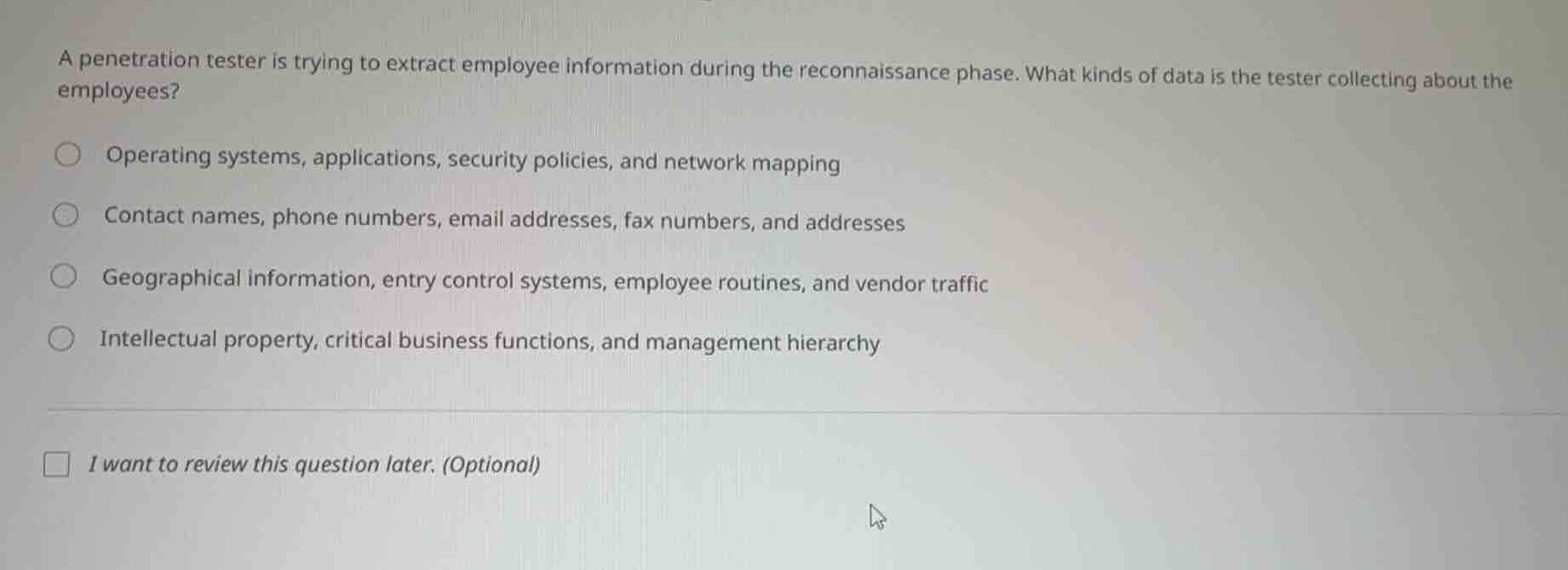 a penetration tester is trying to extract employee information during t…