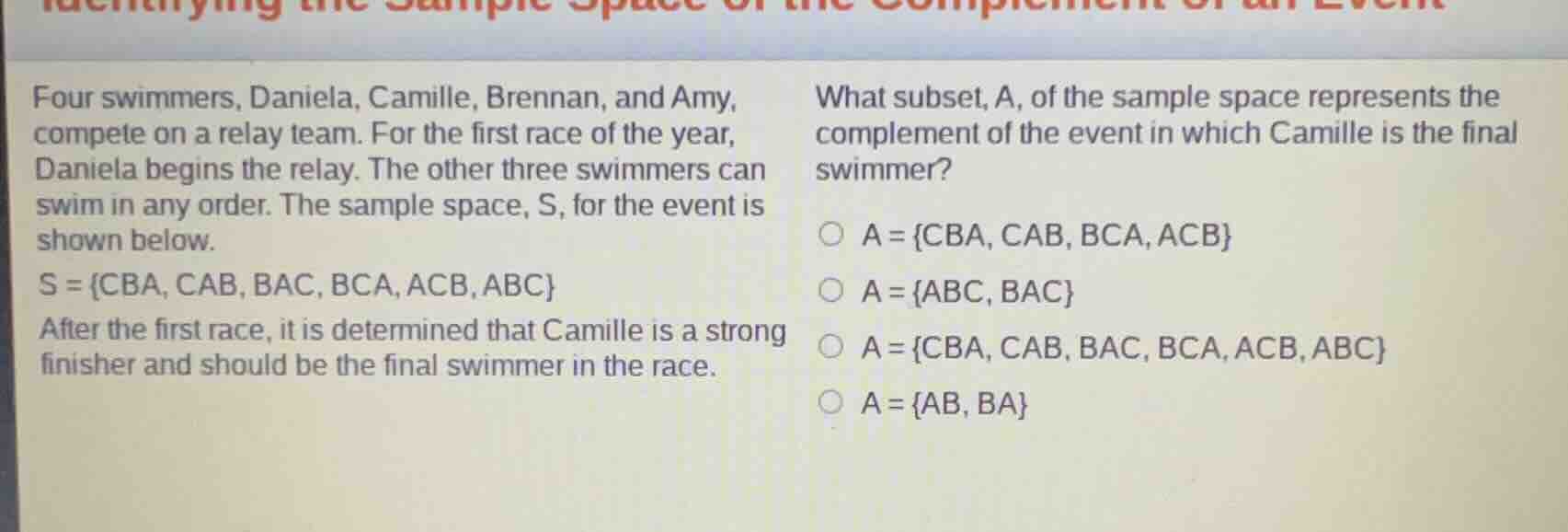 four swimmers, daniela, camille, brennan, and amy, compete on a relay t…