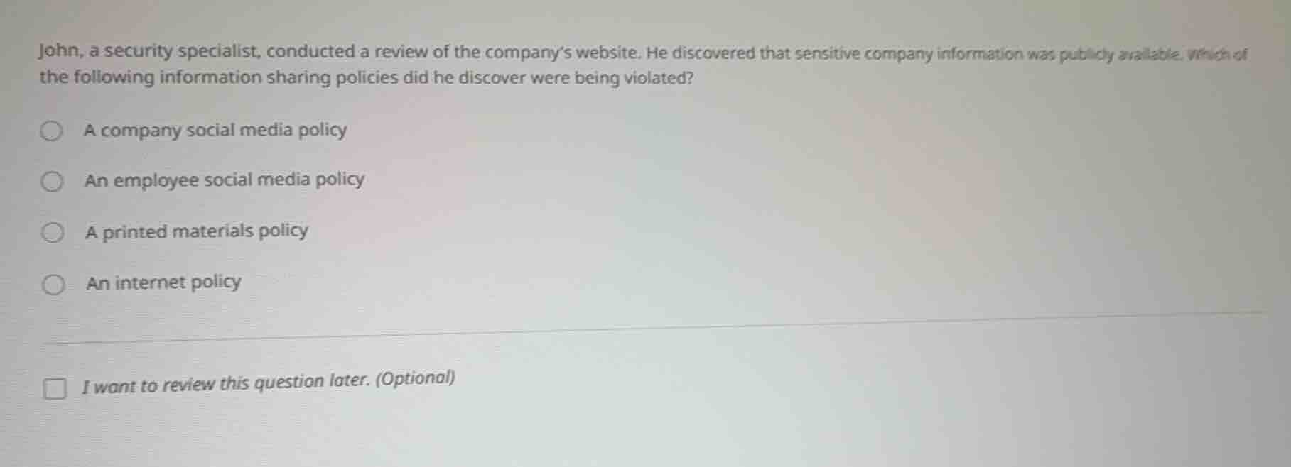 john, a security specialist, conducted a review of the company’s websit…