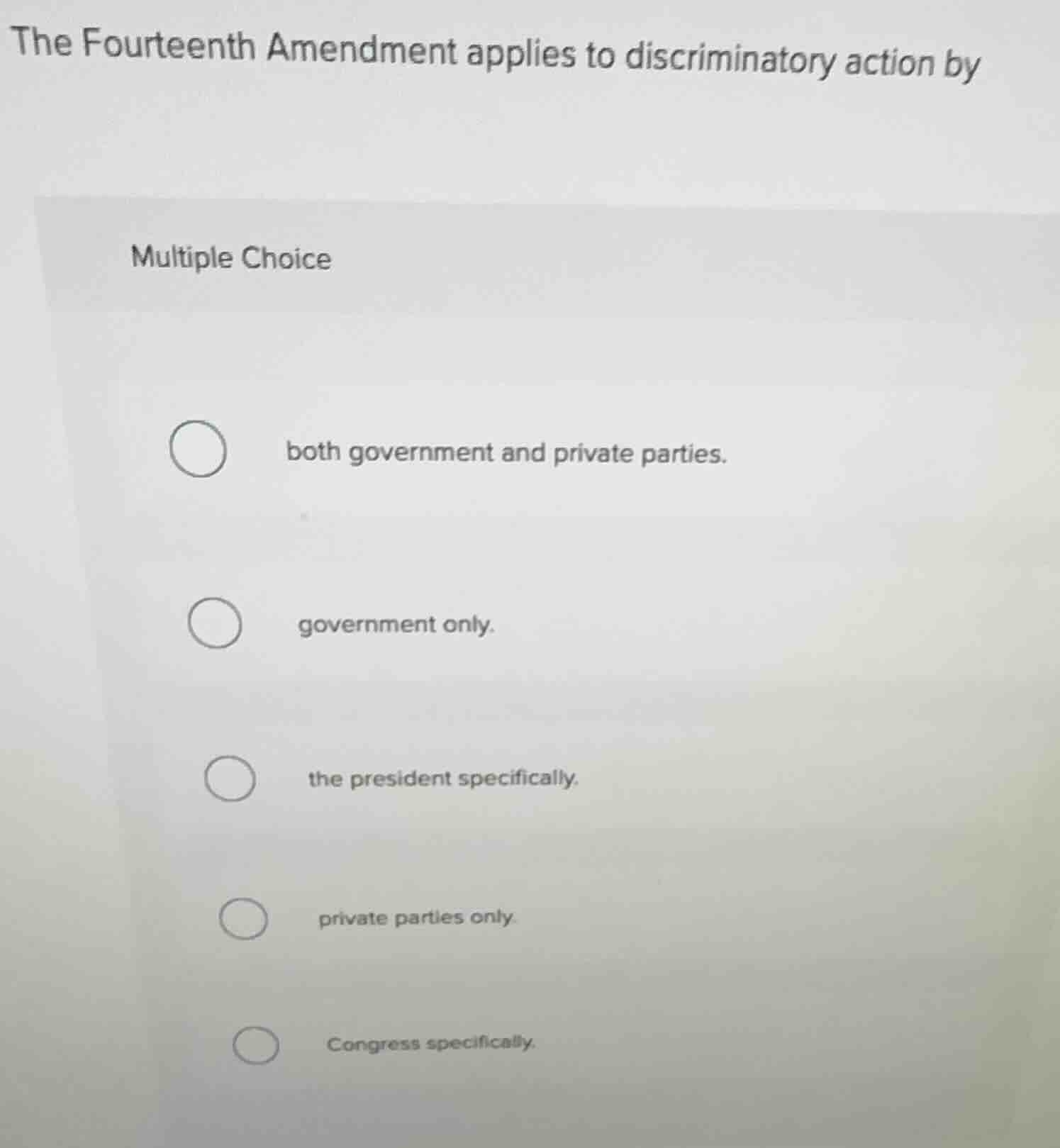 the fourteenth amendment applies to discriminatory action by multiple c…