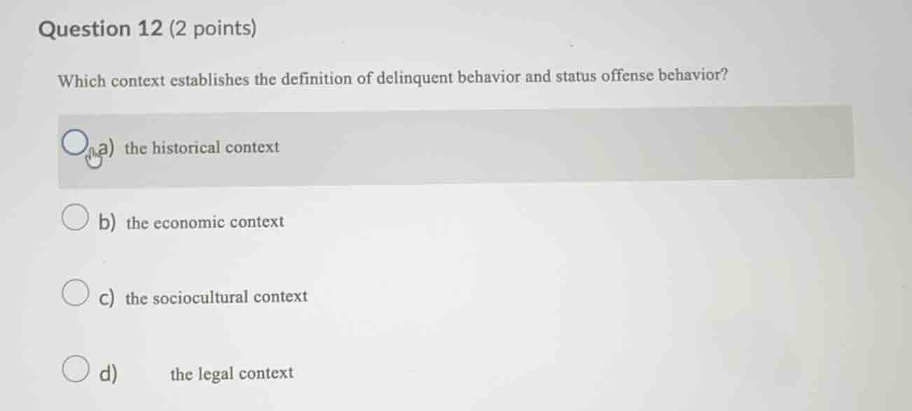 question 12 (2 points) which context establishes the definition of deli…