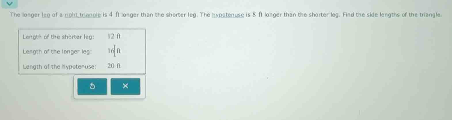 the longer leg of a right triangle is 4 ft longer than the shorter leg.…