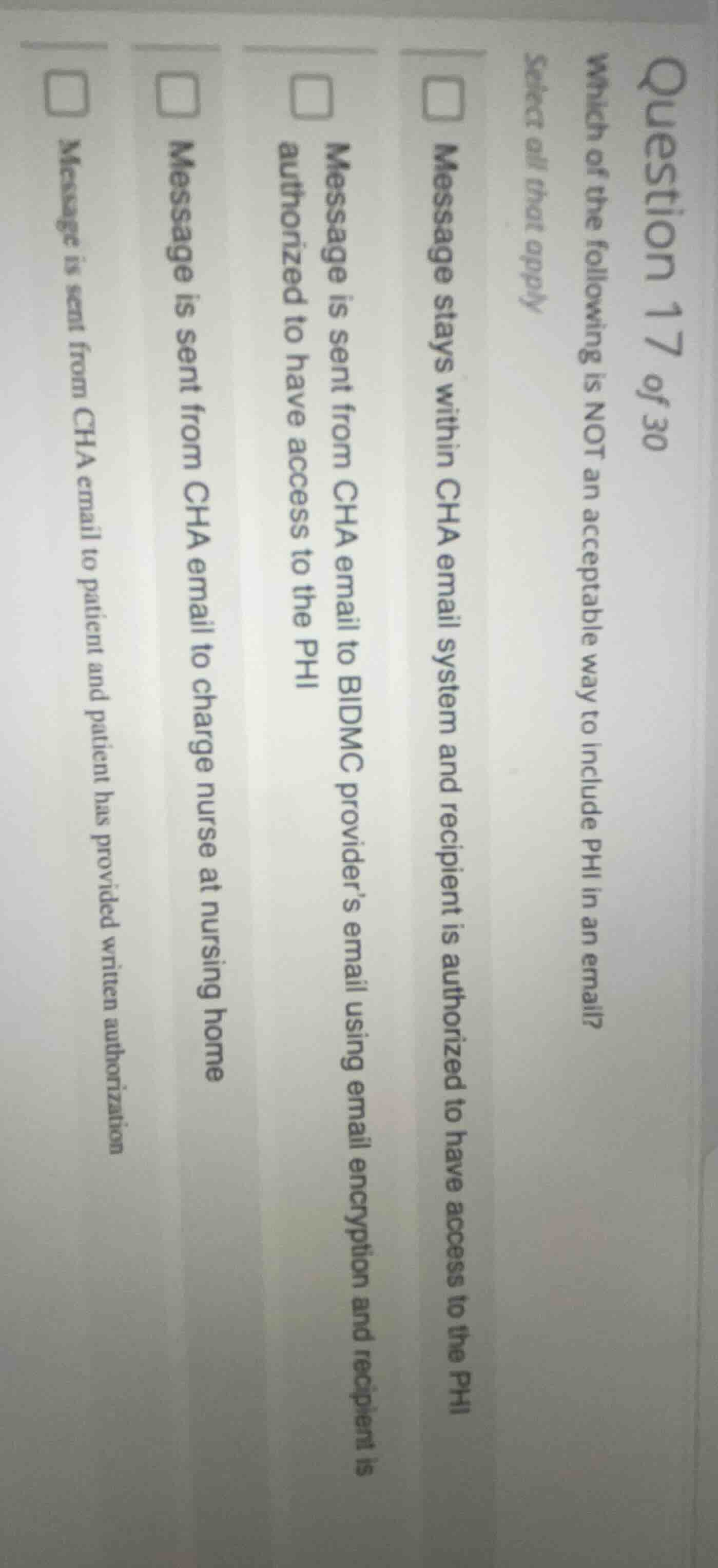 question 17 of 30 which of the following is not an acceptable way to in…