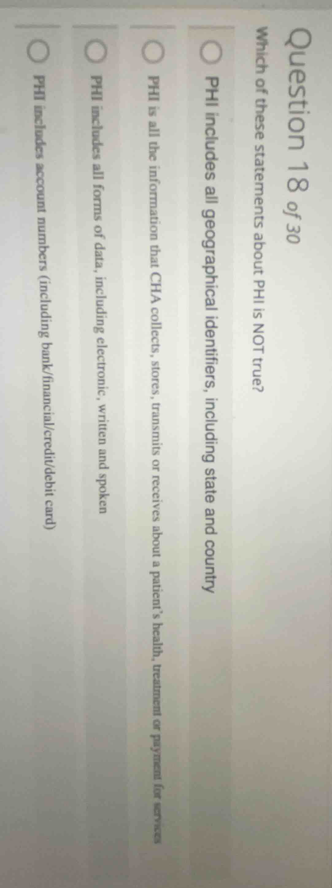 question 18 of 30 which of these statements about phi is not true? ○ ph…