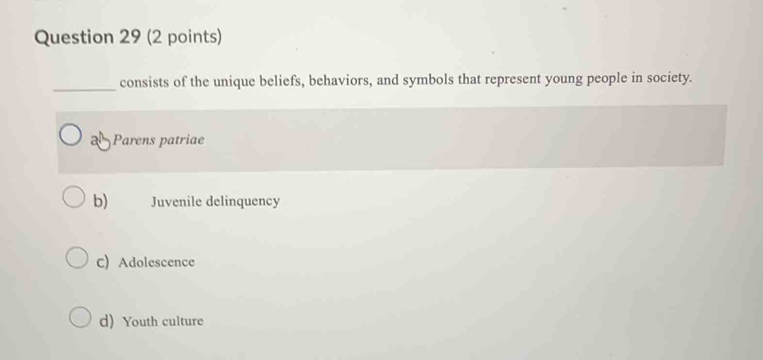 question 29 (2 points) ______ consists of the unique beliefs, behaviors…