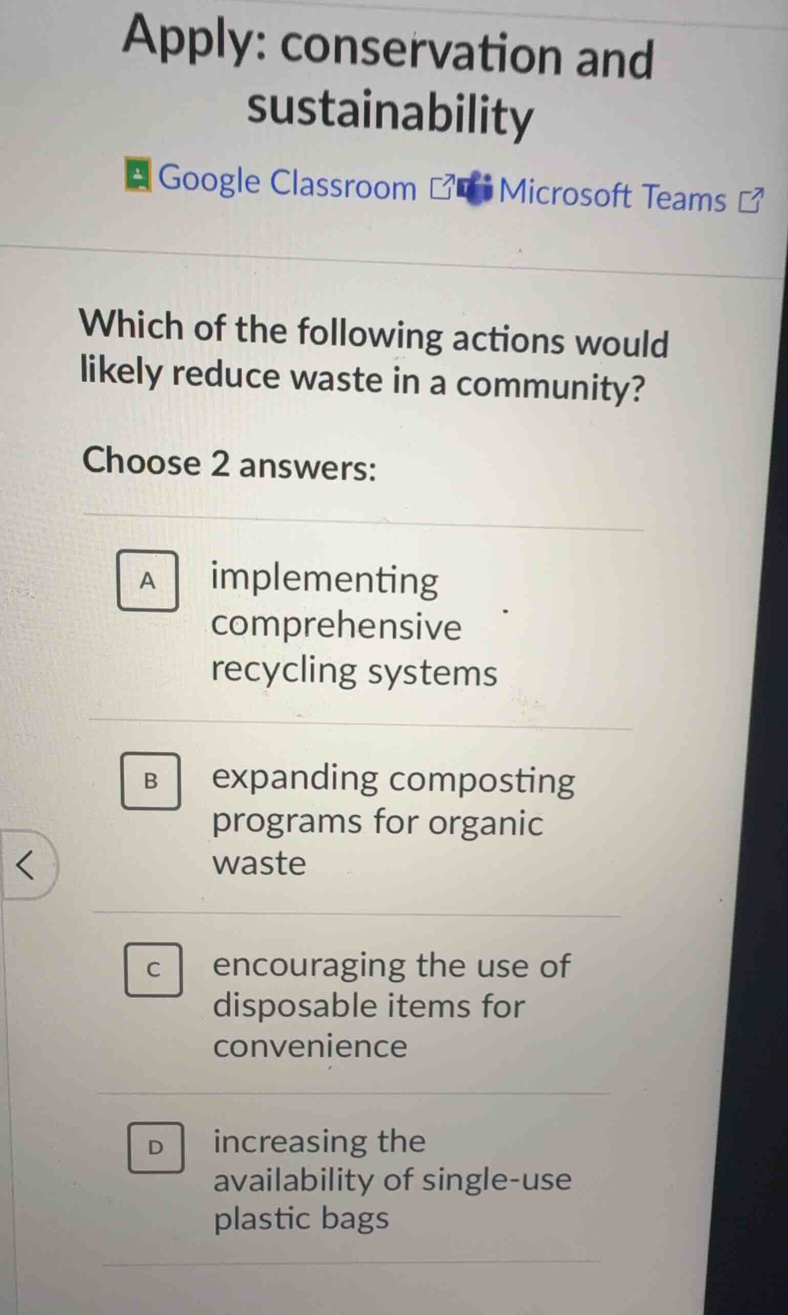 apply: conservation and sustainability google classroom microsoft teams…